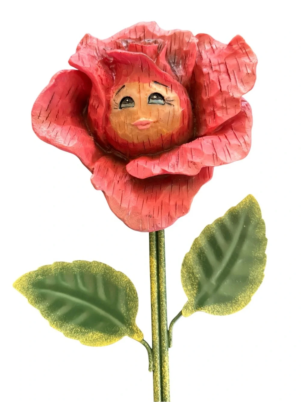 Anthropomorphic Flower Bashful Face Metal Kitchen Bath Double Hook Robe Coat